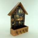 Ключница домик с ящиком «Кот в библиотеке»